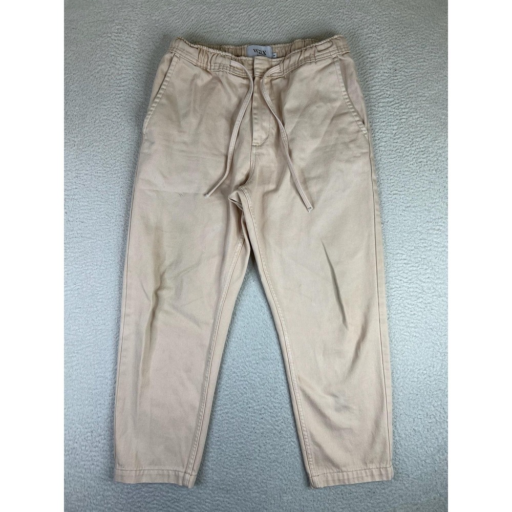 Wax London Pants Mens 32 Beige Organic Cotton Jogger Elastic Waist Casual